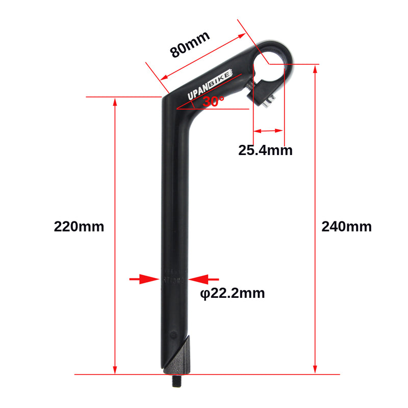 UPANBIKE Bike Stem 22.2mm*25.4mm Aluminum Alloy Gooseneck Shape 40mm/80mm Stem B002 - UPANBIKE