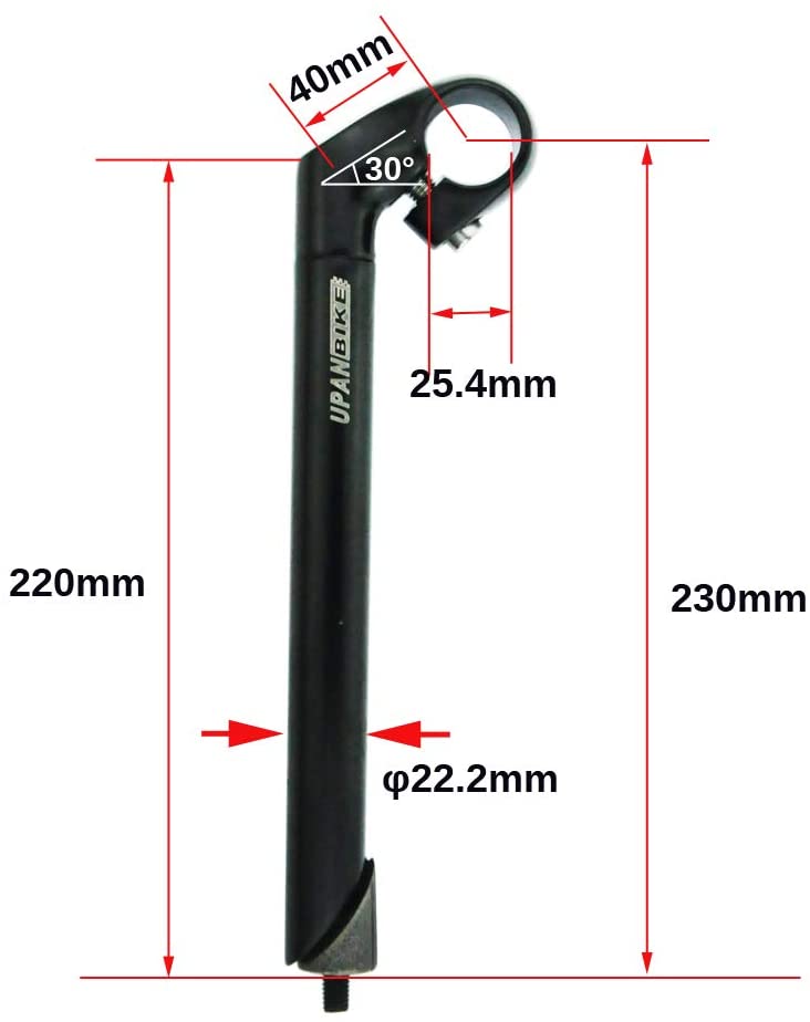 UPANBIKE Bike Stem 22.2mm*25.4mm Aluminum Alloy Gooseneck Shape 40mm/80mm Stem B002 - UPANBIKE