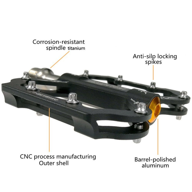 UPANBIKE Bike Pedals 9/16'' Titanium Triple Bearing Platform B616 - UPANBIKE