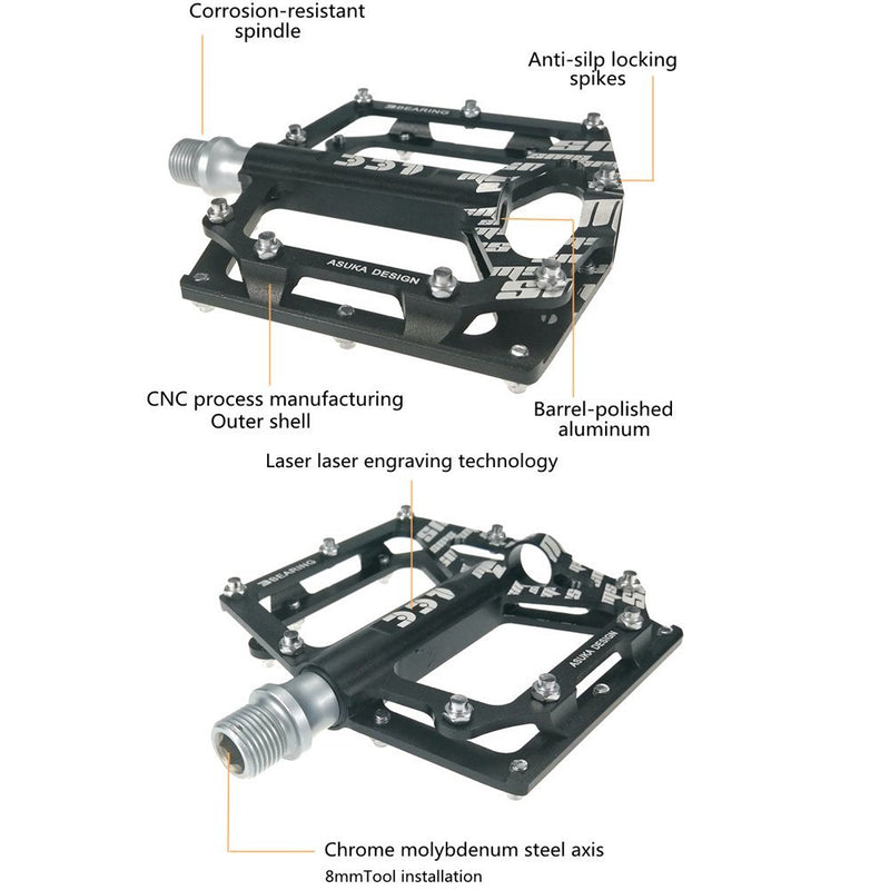 UPANBIKE Bike Pedals 9/16'' 3 Bearing Flat Platform B620 - UPANBIKE