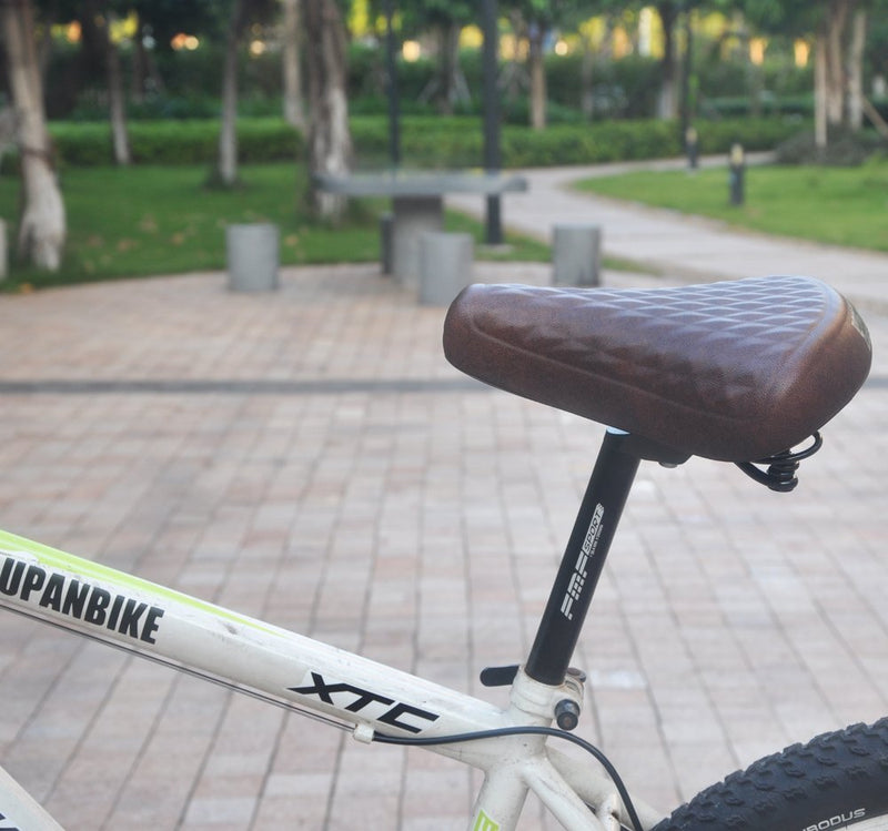 UPANBIKE Widened Rhombus Lines Smooth Leather Bike Saddle B319 - UPANBIKE