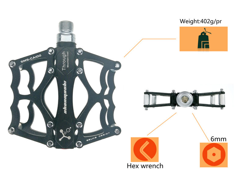 UPANBIKE MTB Road Bike Bicycle 9/16'' Ultralight Pedals Bearing CNC Aluminum Widen Flat Platform Bike Pedals UP635 - UPANBIKE